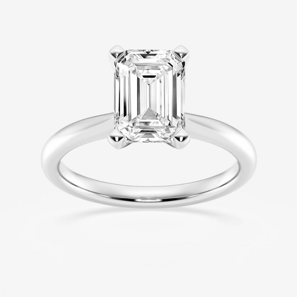 2 ctw Emerald Lab Grown Diamond Petite Solitaire Engagement Ring - Picture 1 of 6